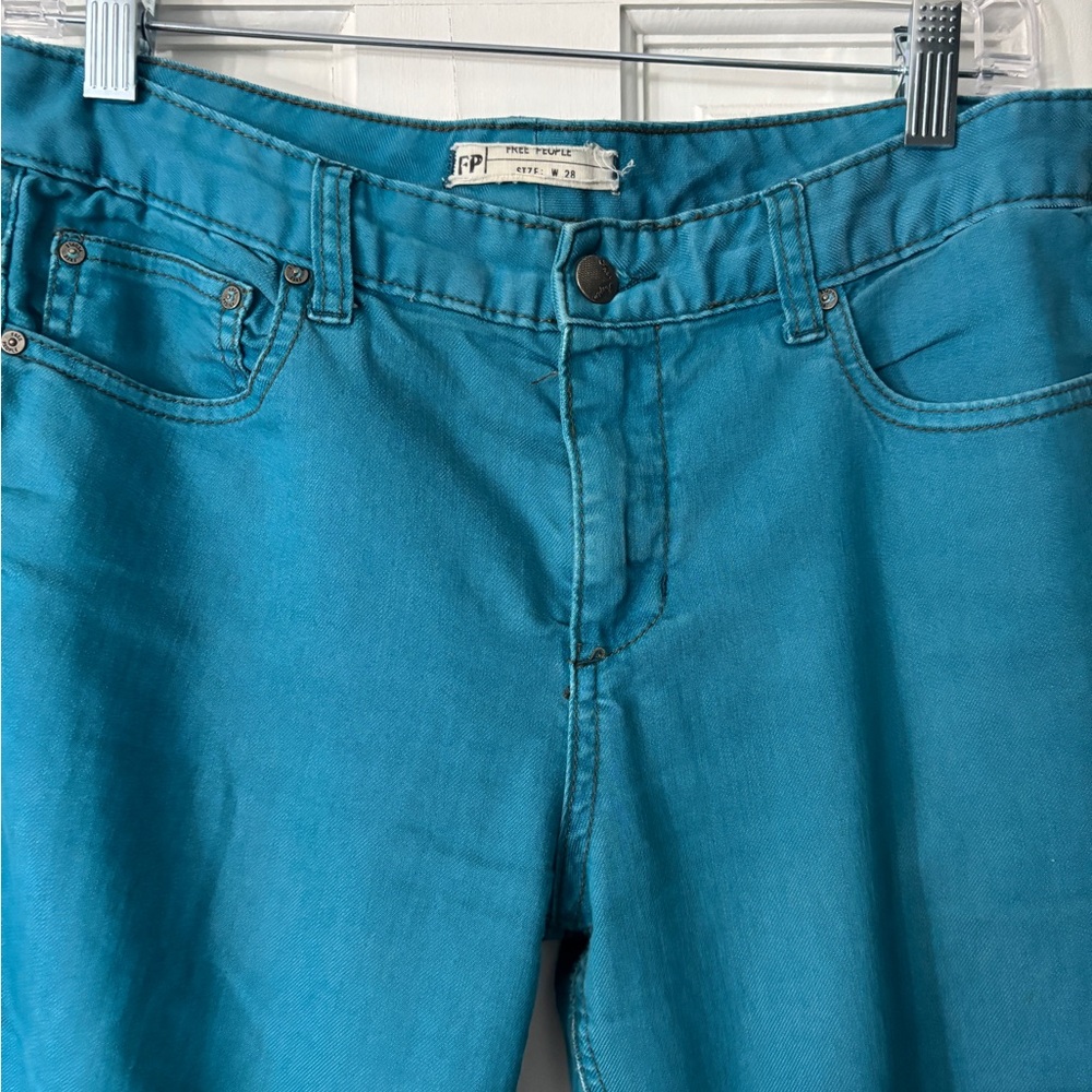 Free People Straight Leg Jeans - Turquoise - Size 28 - Picture 2 of 5